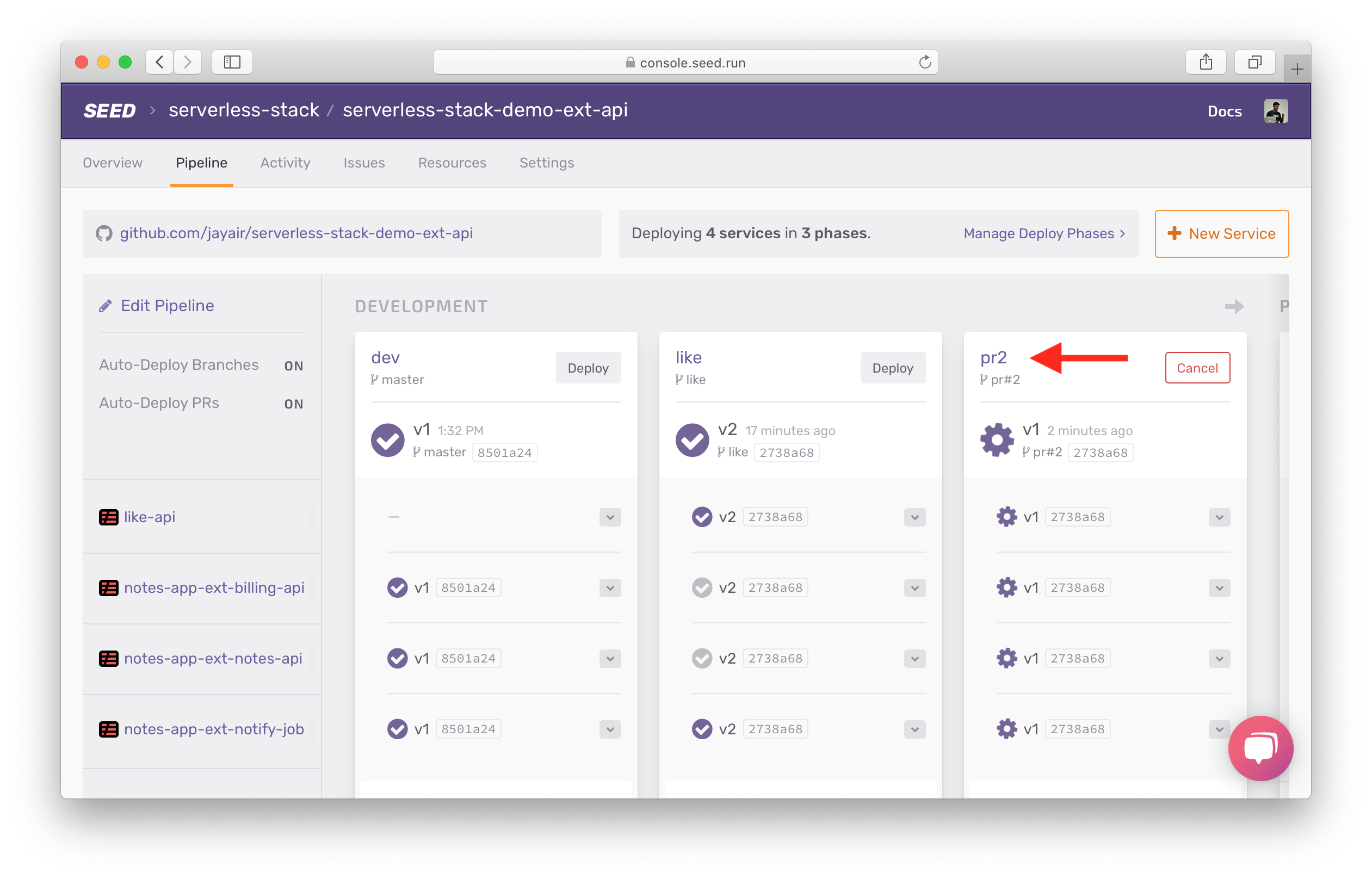 Shoow pull request stage created