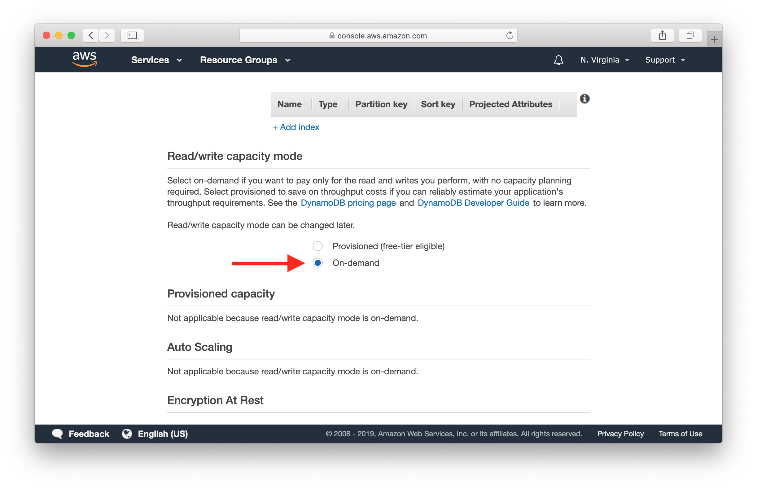 Select On-Demand Capacity screenshot