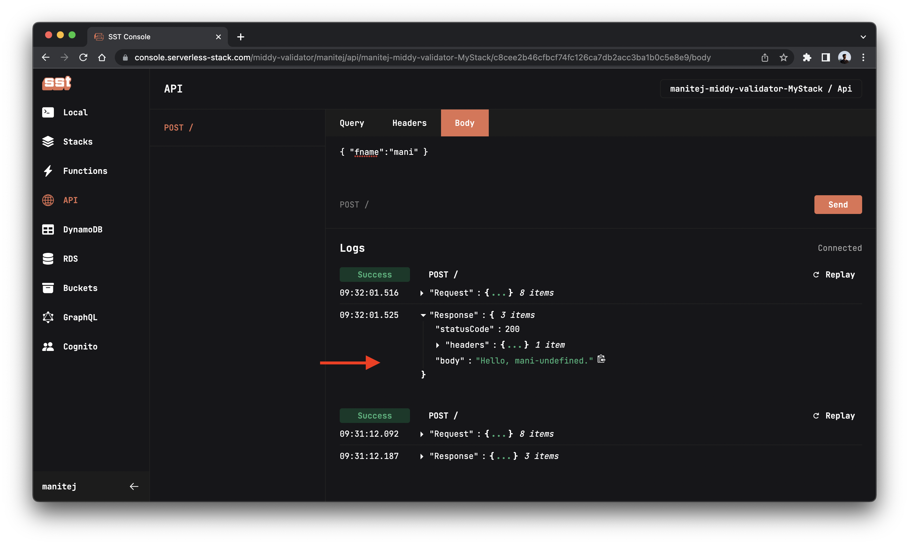 Request with incorrect schema