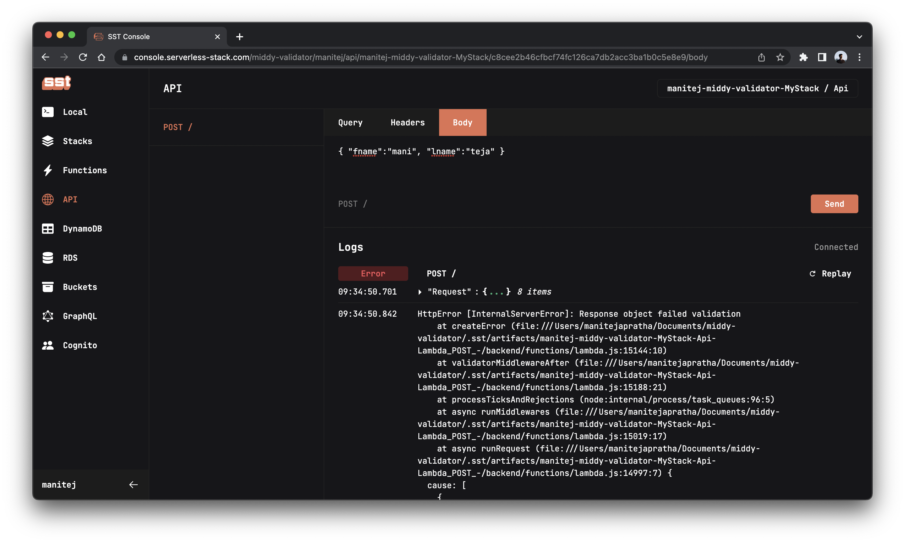 Request with Middy schema response validation