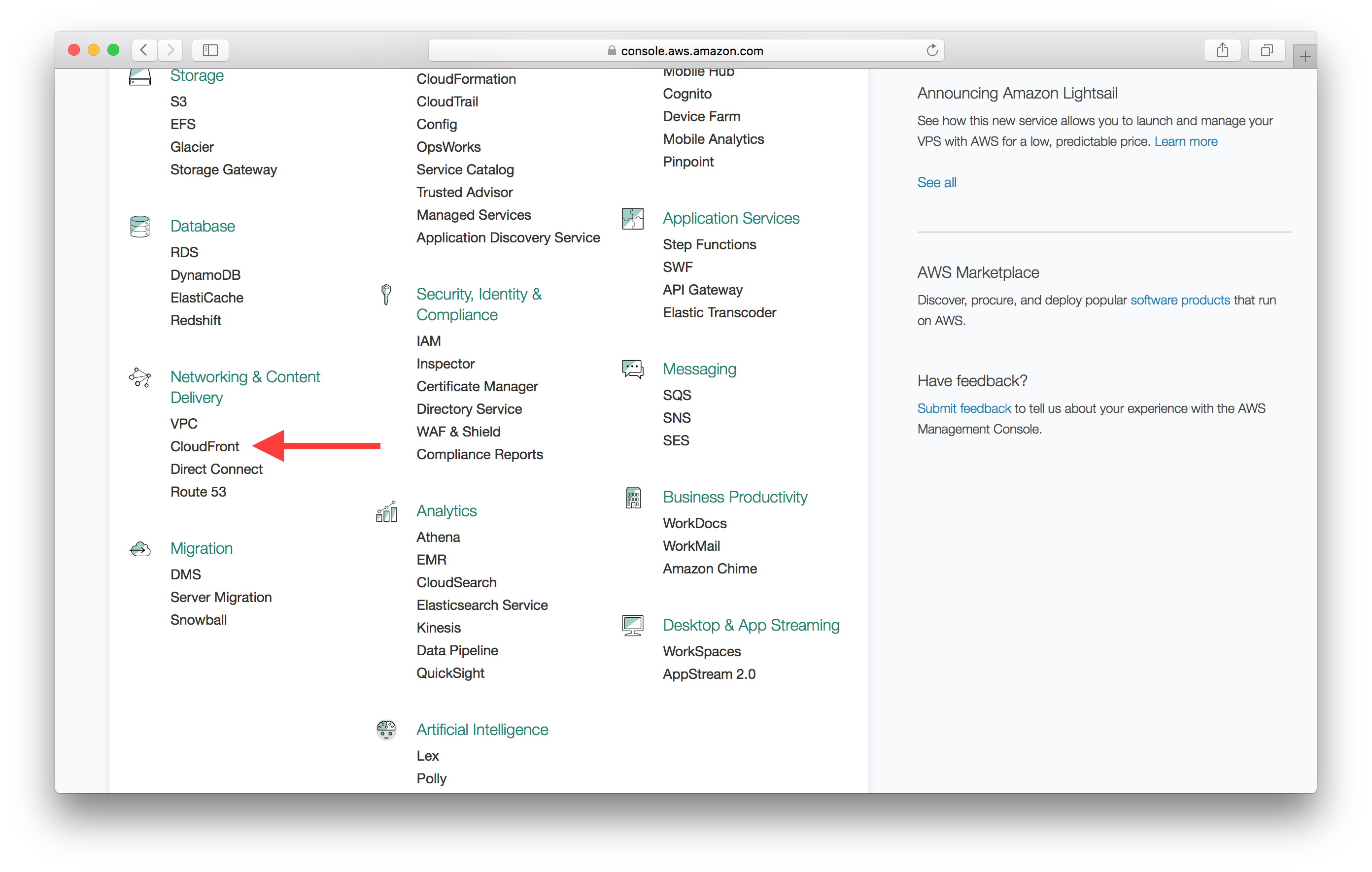 AWS CloudFront 서비스 화면